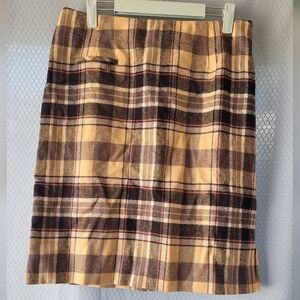 Vintage Pendleton 100% Wool Skirt Women's 12 Plaid Yellow Black